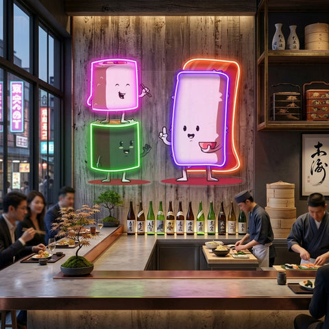 Sushi Characters LED Neon Sign Light Pop Art