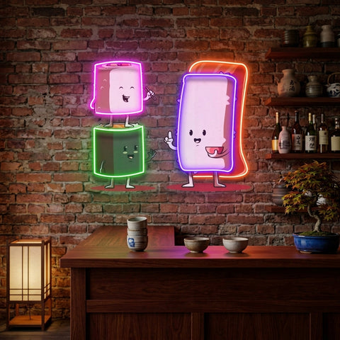 Sushi Characters LED Neon Sign Light Pop Art