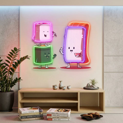 Sushi Characters LED Neon Sign Light Pop Art