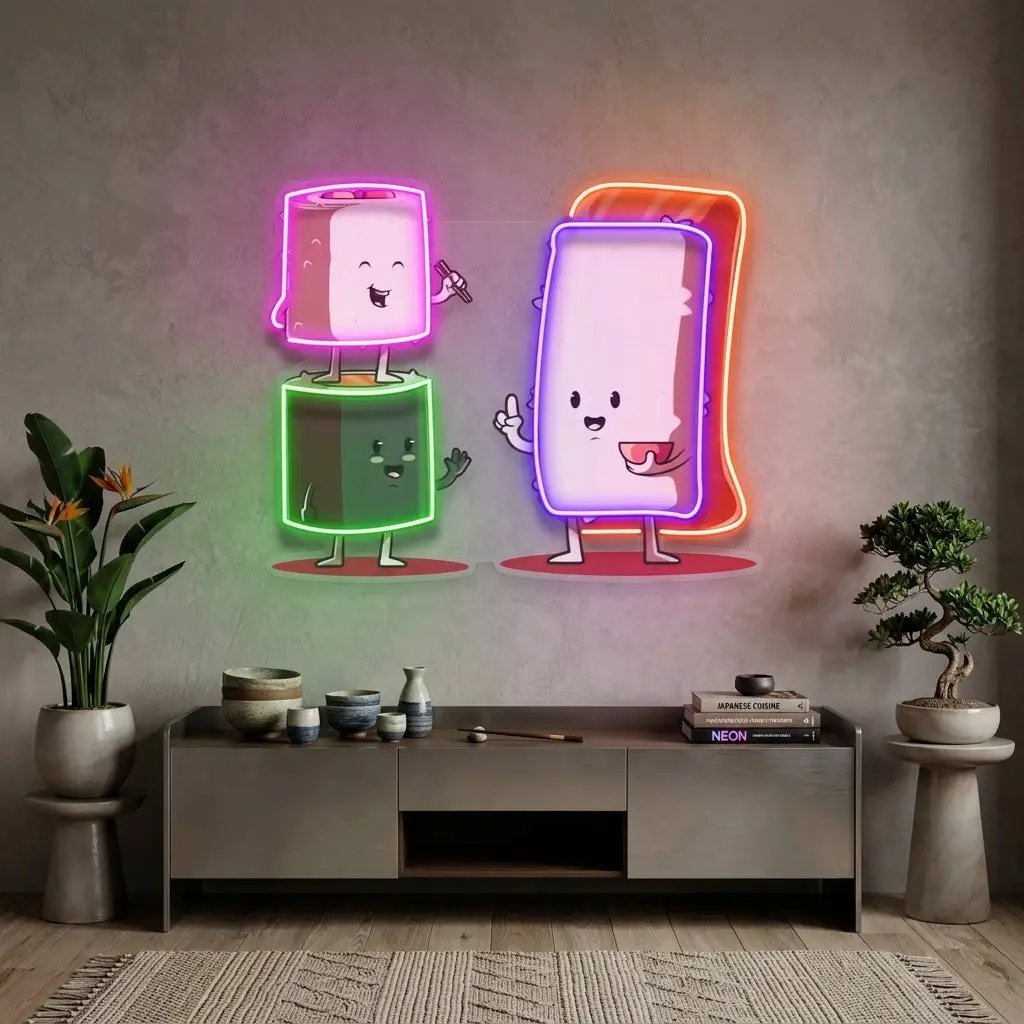 Sushi Characters LED Neon Sign Light Pop Art