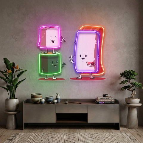 Sushi Characters LED Neon Sign Light Pop Art