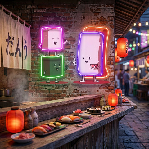 Sushi Characters LED Neon Sign Light Pop Art