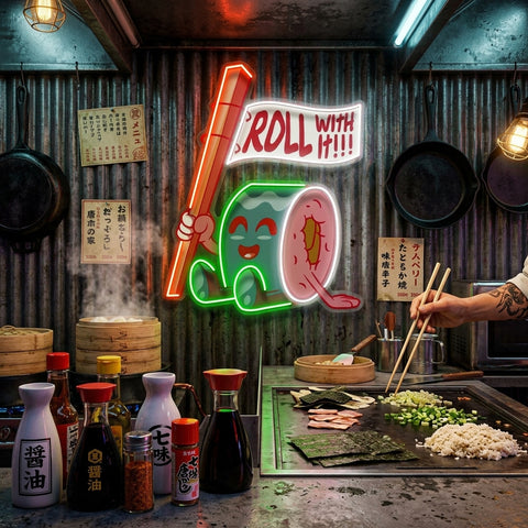 Sushi Roll Seated LED Neon Sign Light Pop Art