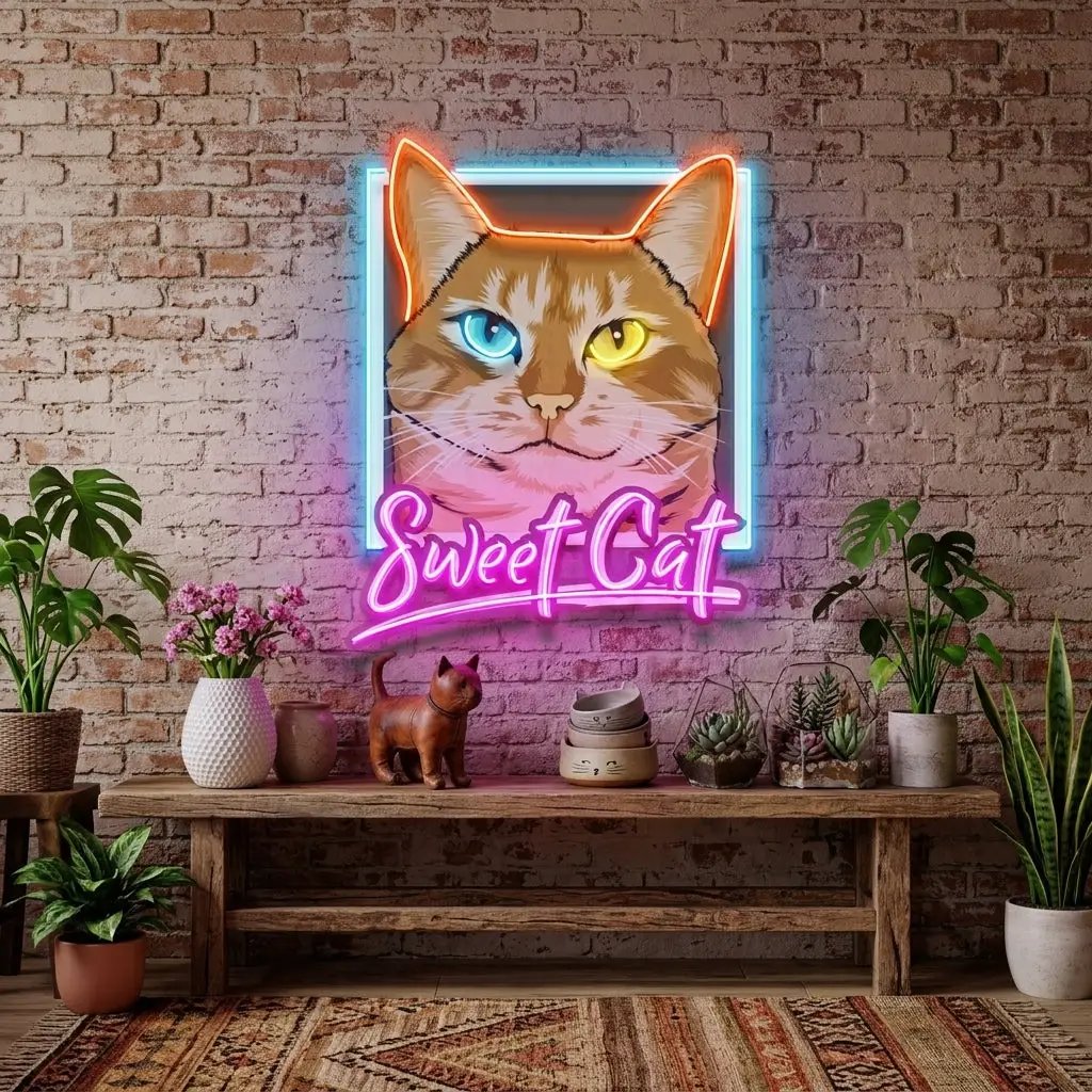 Sweet Cat LED Neon Sign Light Pop Art