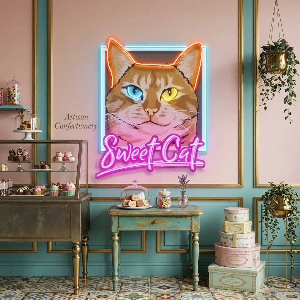 Sweet Cat LED Neon Sign Light Pop Art