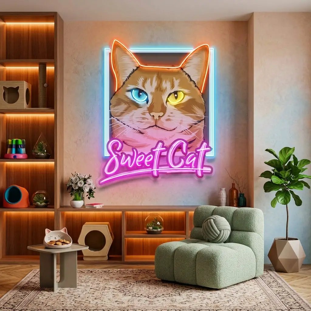 Sweet Cat LED Neon Sign Light Pop Art