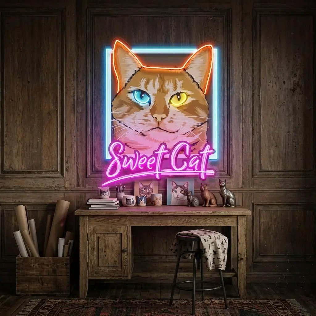 Sweet Cat LED Neon Sign Light Pop Art