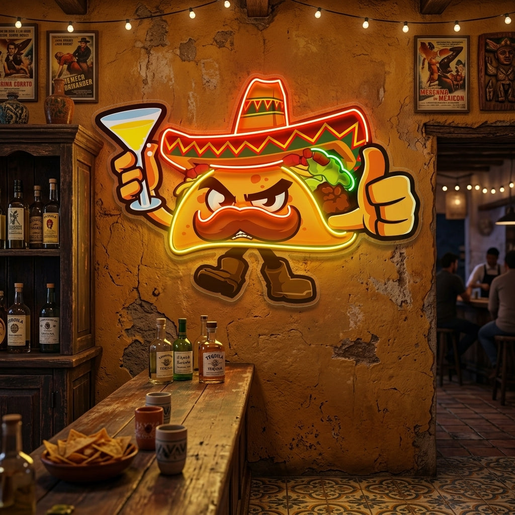 Taco Thumb Up LED Neon Sign Light Pop Art