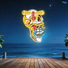 Ghost Ship's Beacon: Skull, Lighthouse & Ship Neon Sign Light Artwork