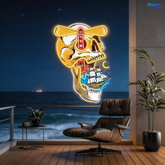 Ghost Ship's Beacon: Skull, Lighthouse & Ship Neon Sign Light Artwork