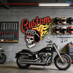 Warrior’s Glow: Skull & Helmet Neon Sign Light Artwork