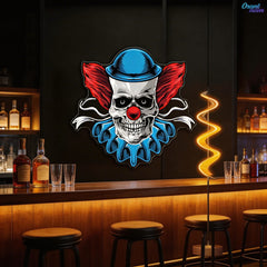 Twisted Laughter: Neon Skull & Clown Neon Sign Light Artwork