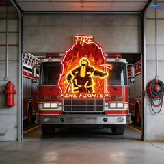 Service, Sacrifice, Strength: Veterans & Firefighters Neon Sign Light Artwork