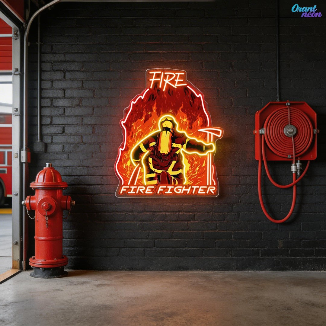 Service, Sacrifice, Strength: Veterans & Firefighters Neon Sign Light Artwork