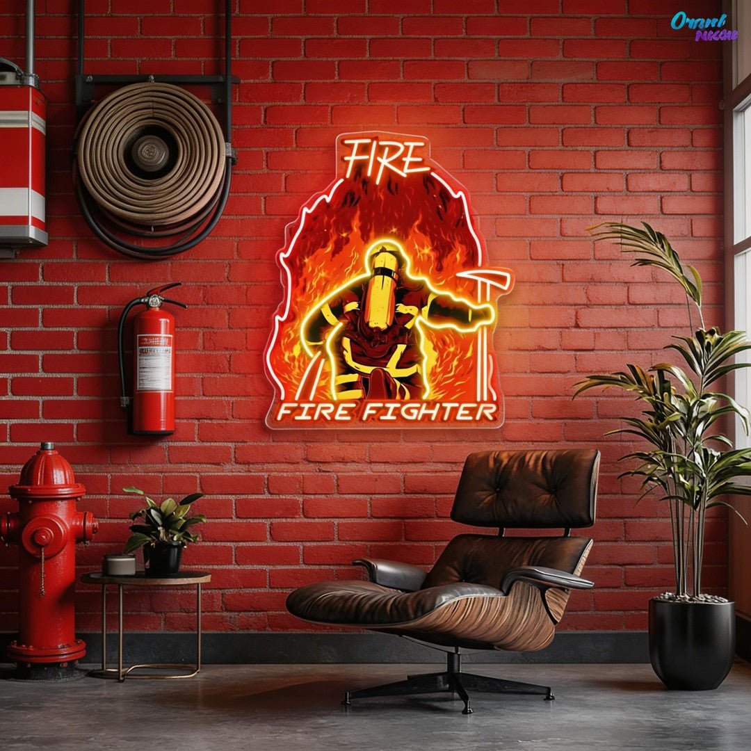 Service, Sacrifice, Strength: Veterans & Firefighters Neon Sign Light Artwork