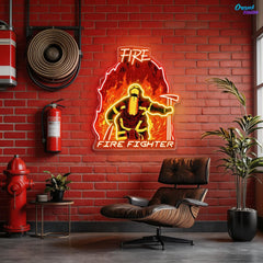 Service, Sacrifice, Strength: Veterans & Firefighters Neon Sign Light Artwork