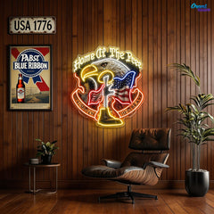 Guardians of Liberty: Boots, Gun, Eagle Neon Sign Light Artwork