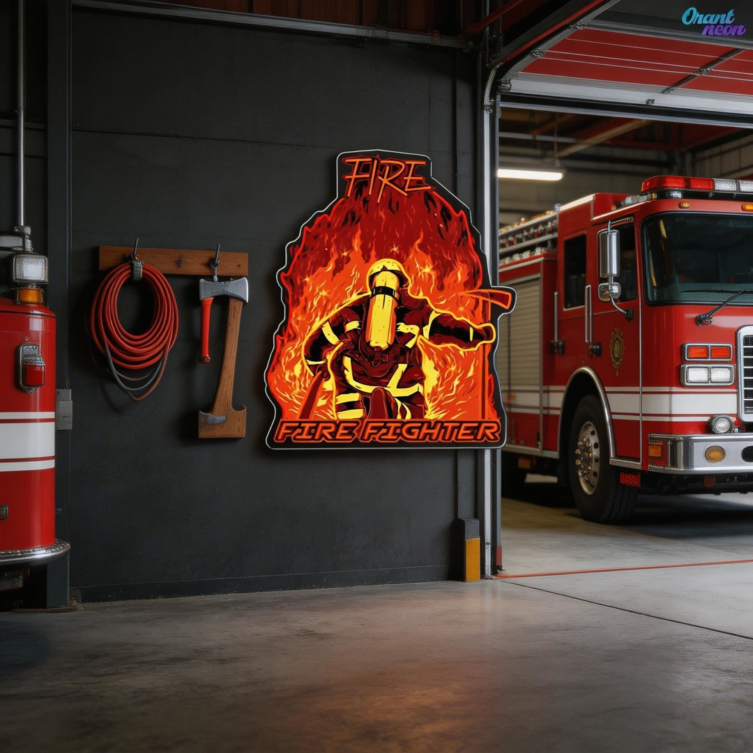 Service, Sacrifice, Strength: Veterans & Firefighters Neon Sign Light Artwork