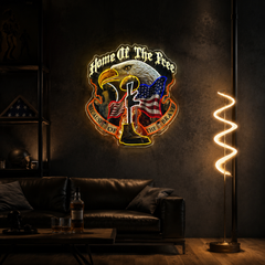 Guardians of Liberty: Boots, Gun, Eagle Neon Sign Light Artwork