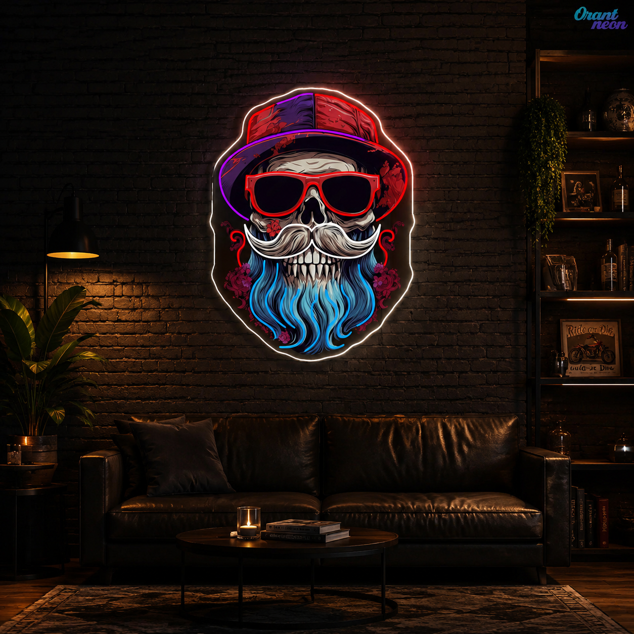 Neon Cheers: A Skull’s Refined Style Neon Sign Light Artwork