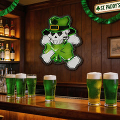 Lucky Skull, Shamrock Glow: St. Paddy's Neon Sight Light Artwork