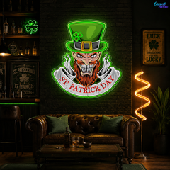 St. Patrick’s Neon Skull: Luck, Shamrocks, and Spirit Neon Sign Light Art Work