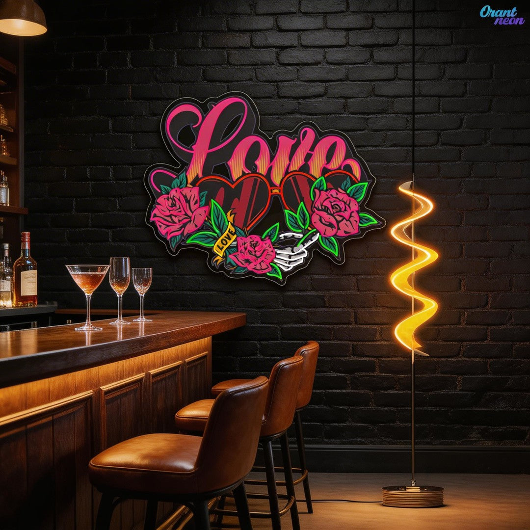 Perfect Vision of Love: Heart Glasses Edition Neon Sight Light Artwork