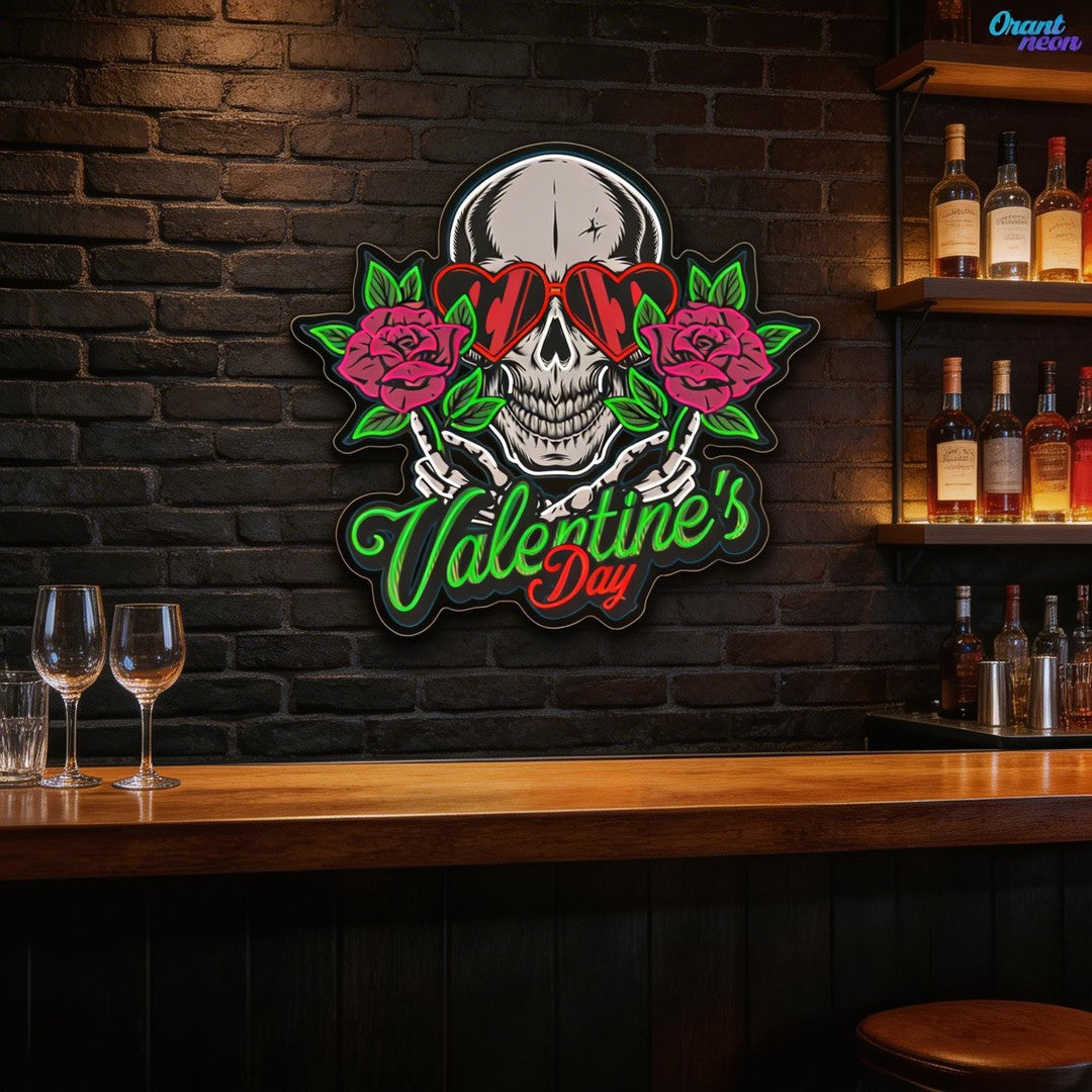 Dead Sexy Love: Skull, Rose, and Neon Vibes Best Gift For Valentine Neon Sight Light Artwork
