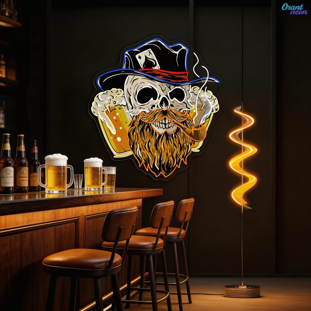 Lucky Death: Beer, Cards, & Chaos Neon Sign Light Artwork