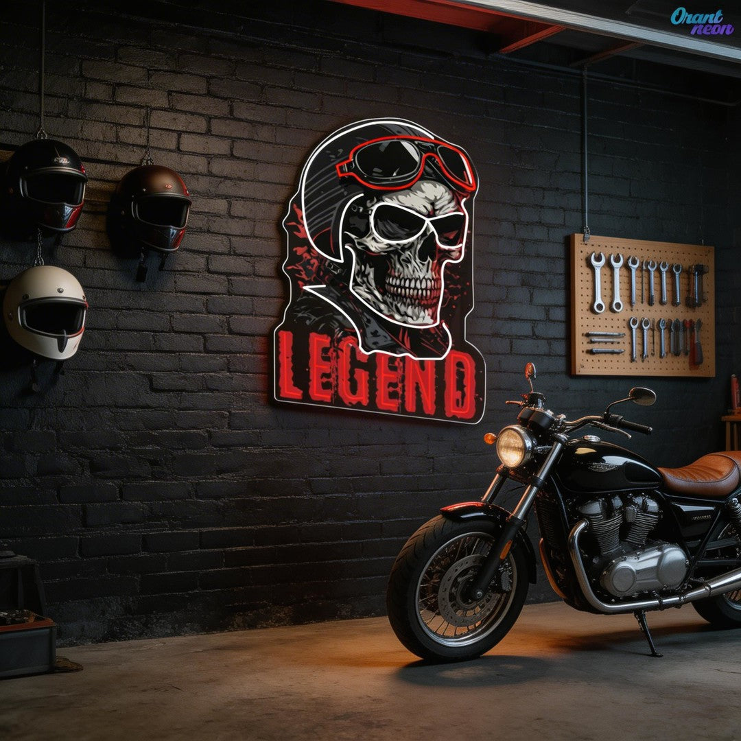Rogue Rider: Neon Skull & Helm Neon Sign Light Artwork