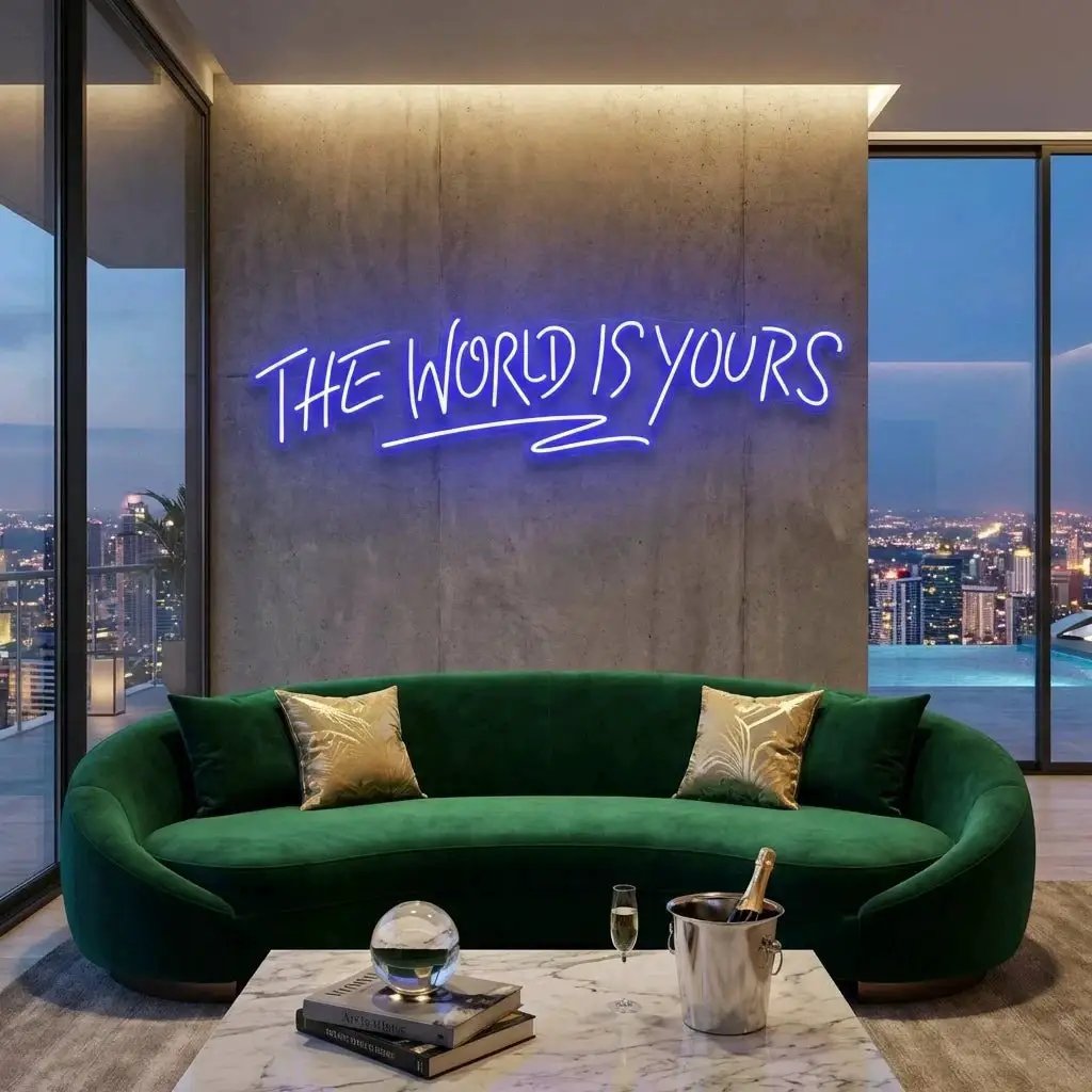 The World Is Yours Led Neon Sign Light - Upbeat Your Life – Blue