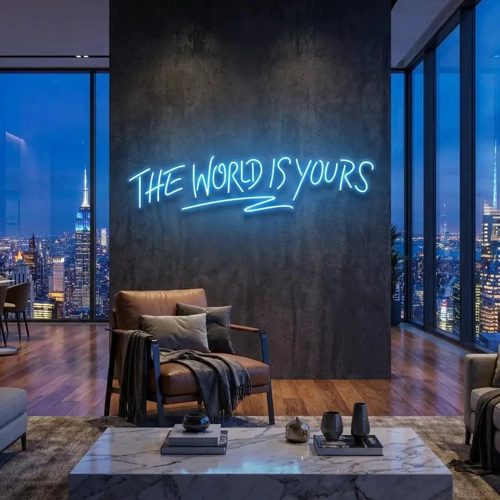 The World Is Yours Led Neon Sign Light - Upbeat Your Life – Light Blue – view 22