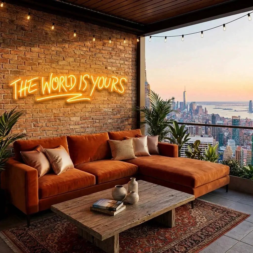 The World Is Yours Led Neon Sign Light - Upbeat Your Life – Orange – view 54