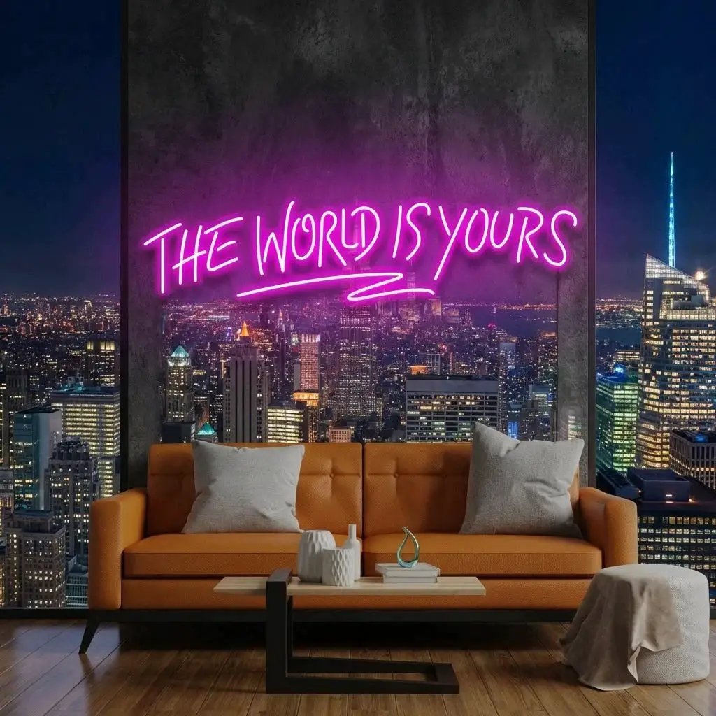 The World Is Yours Led Neon Sign Light - Upbeat Your Life – Hot Pink – view 47