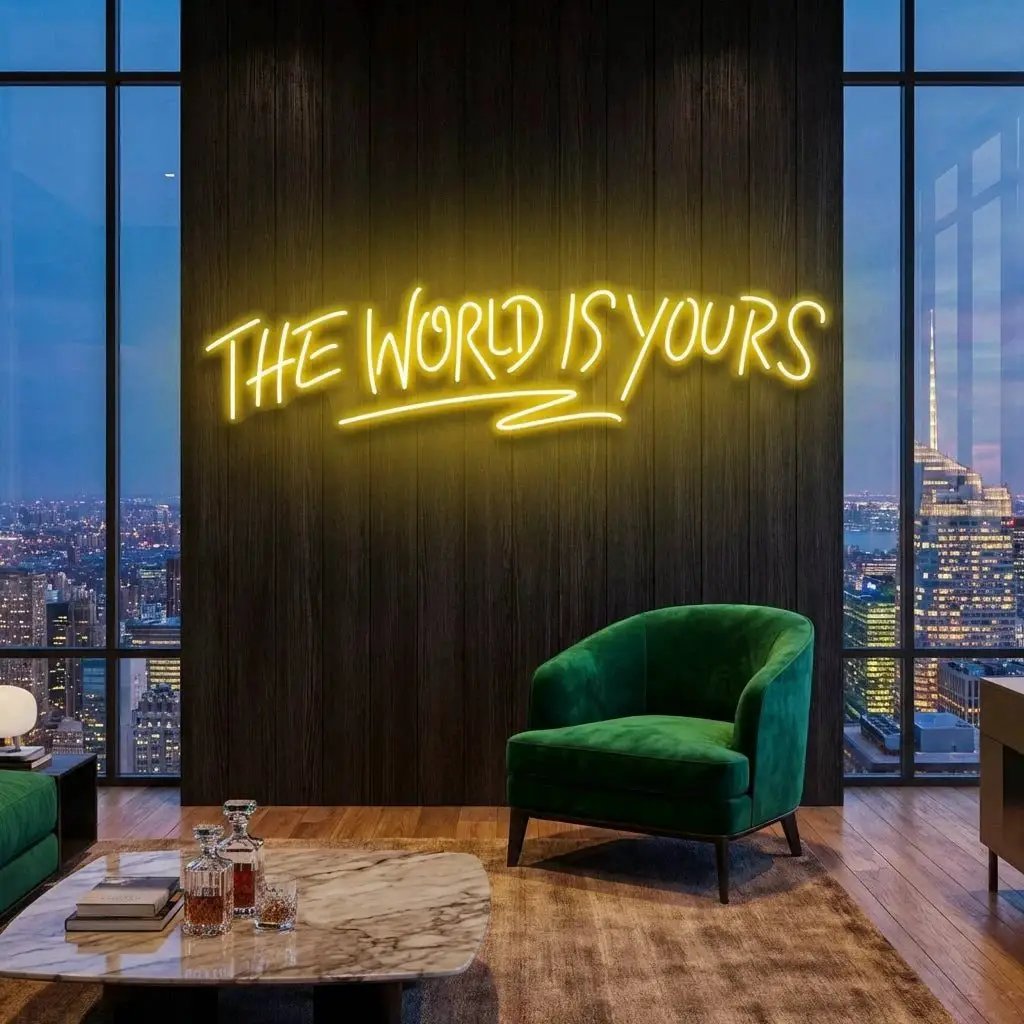 The World Is Yours Led Neon Sign Light - Upbeat Your Life – Yellow – view 64