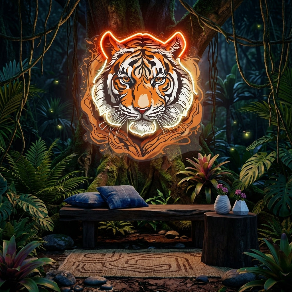 Tiger Headshot LED Neon Sign Light Pop Art
