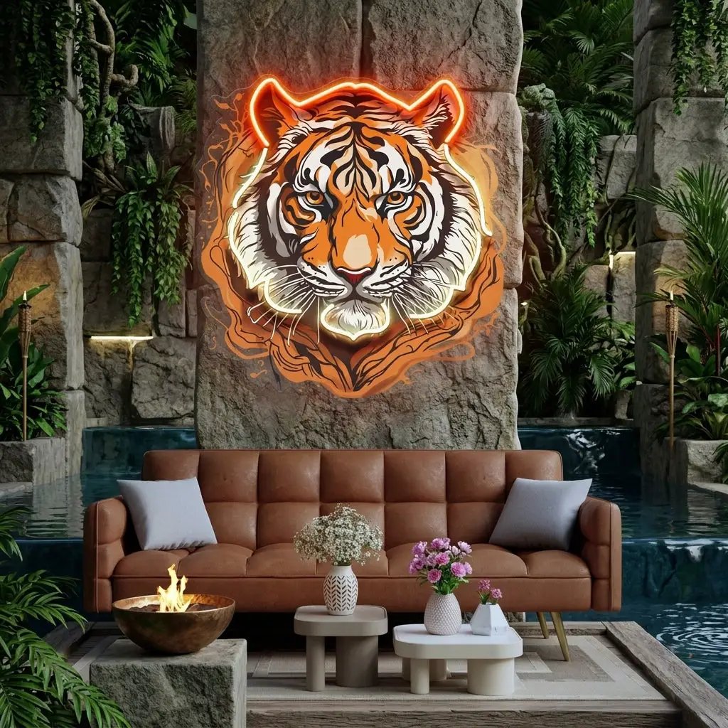 Tiger Headshot LED Neon Sign Light Pop Art