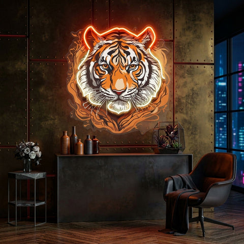 Tiger Headshot LED Neon Sign Light Pop Art