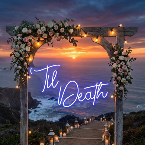 Custom Neon Name Sign Wedding, Til Death Wedding Neon Sign Light, Wedding Neon Sign Ideas
