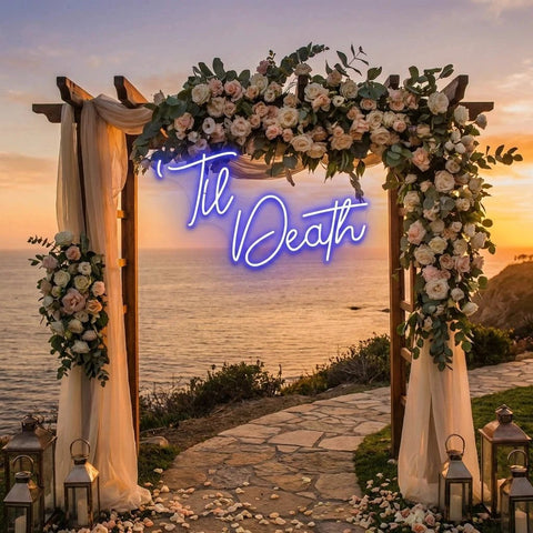 Custom Neon Name Sign Wedding, Til Death Wedding Neon Sign Light, Wedding Neon Sign Ideas