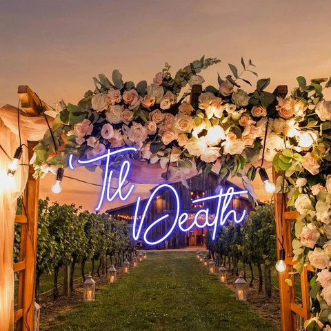 Custom Neon Name Sign Wedding, Til Death Wedding Neon Sign Light, Wedding Neon Sign Ideas