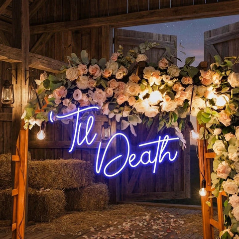 Custom Neon Name Sign Wedding, Til Death Wedding Neon Sign Light, Wedding Neon Sign Ideas
