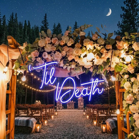 Custom Neon Name Sign Wedding, Til Death Wedding Neon Sign Light, Wedding Neon Sign Ideas