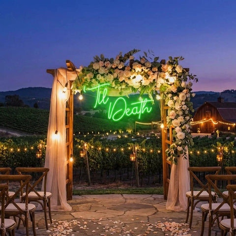 Custom Neon Name Sign Wedding, Til Death Wedding Neon Sign Light, Wedding Neon Sign Ideas