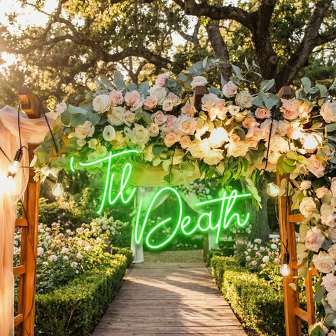 Custom Neon Name Sign Wedding, Til Death Wedding Neon Sign Light, Wedding Neon Sign Ideas