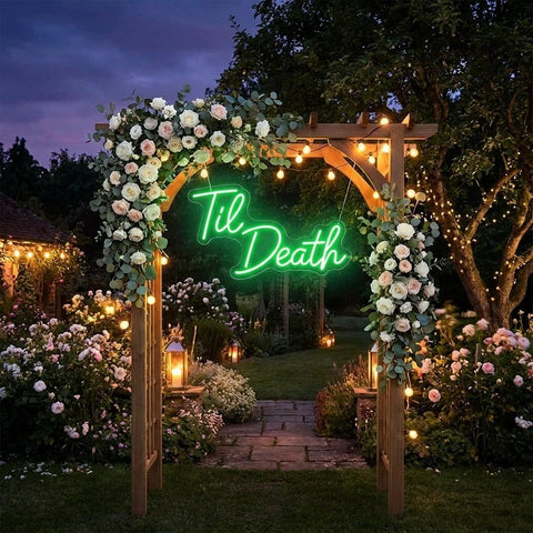 Custom Neon Name Sign Wedding, Til Death Wedding Neon Sign Light, Wedding Neon Sign Ideas