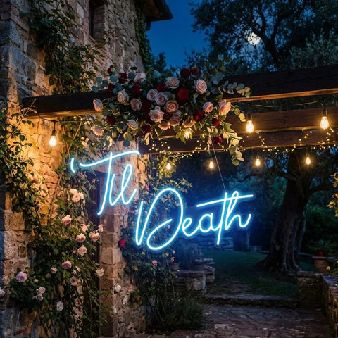 Custom Neon Name Sign Wedding, Til Death Wedding Neon Sign Light, Wedding Neon Sign Ideas