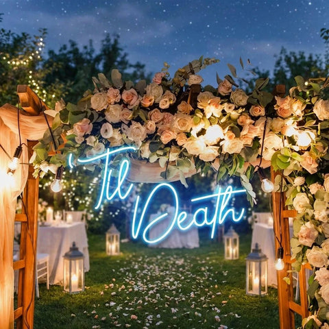 Custom Neon Name Sign Wedding, Til Death Wedding Neon Sign Light, Wedding Neon Sign Ideas