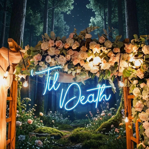 Custom Neon Name Sign Wedding, Til Death Wedding Neon Sign Light, Wedding Neon Sign Ideas