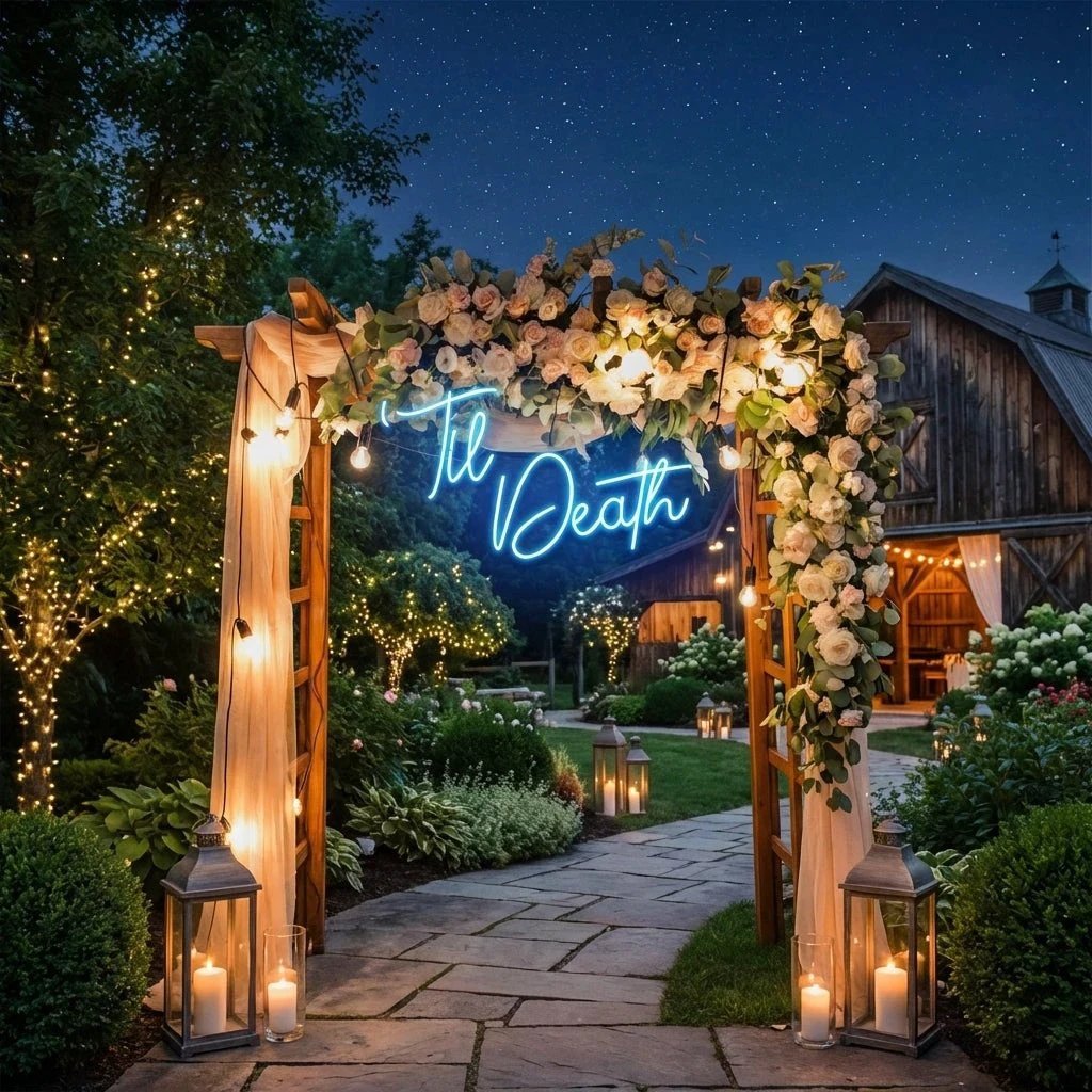 Custom Neon Name Sign Wedding, Til Death Wedding Neon Sign Light, Wedding Neon Sign Ideas
